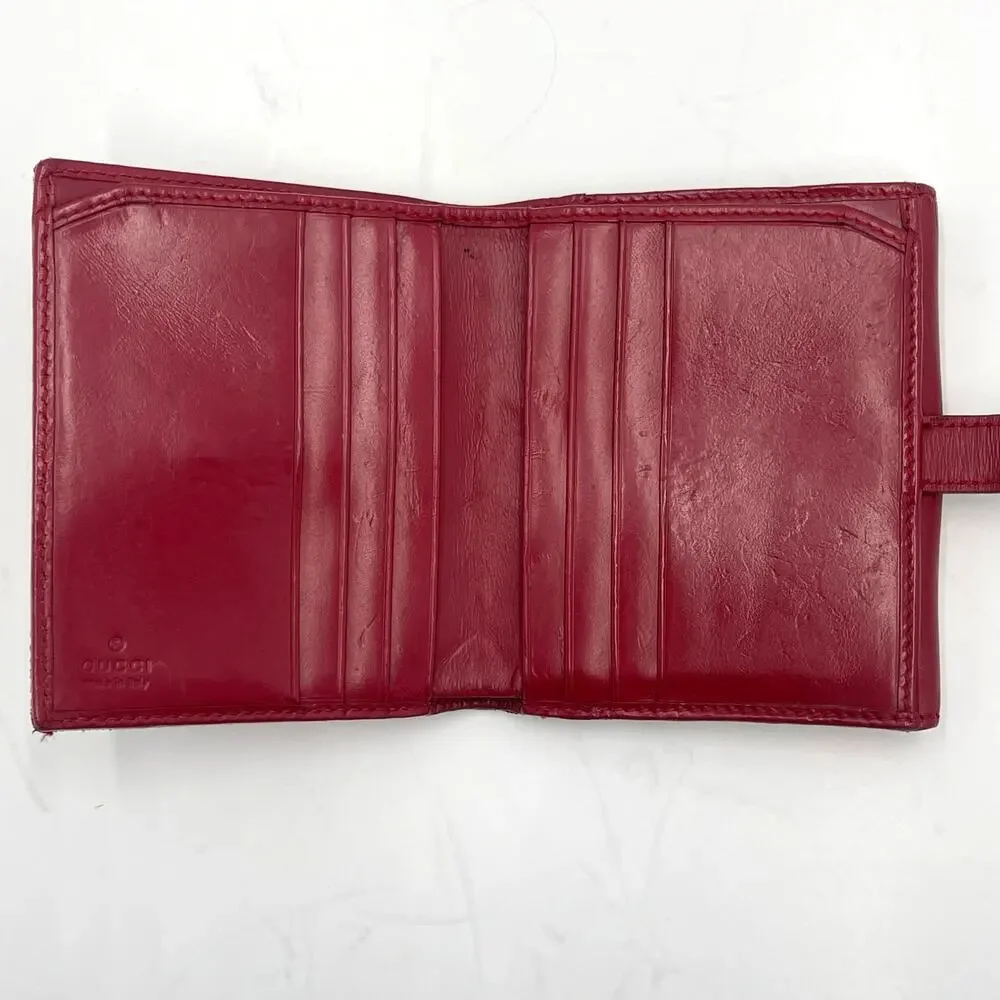 Authentic Gucci Jackie GG Canvas/Leather Compact Wallet Red Silver Closure w/COA - Picture 8 of 15